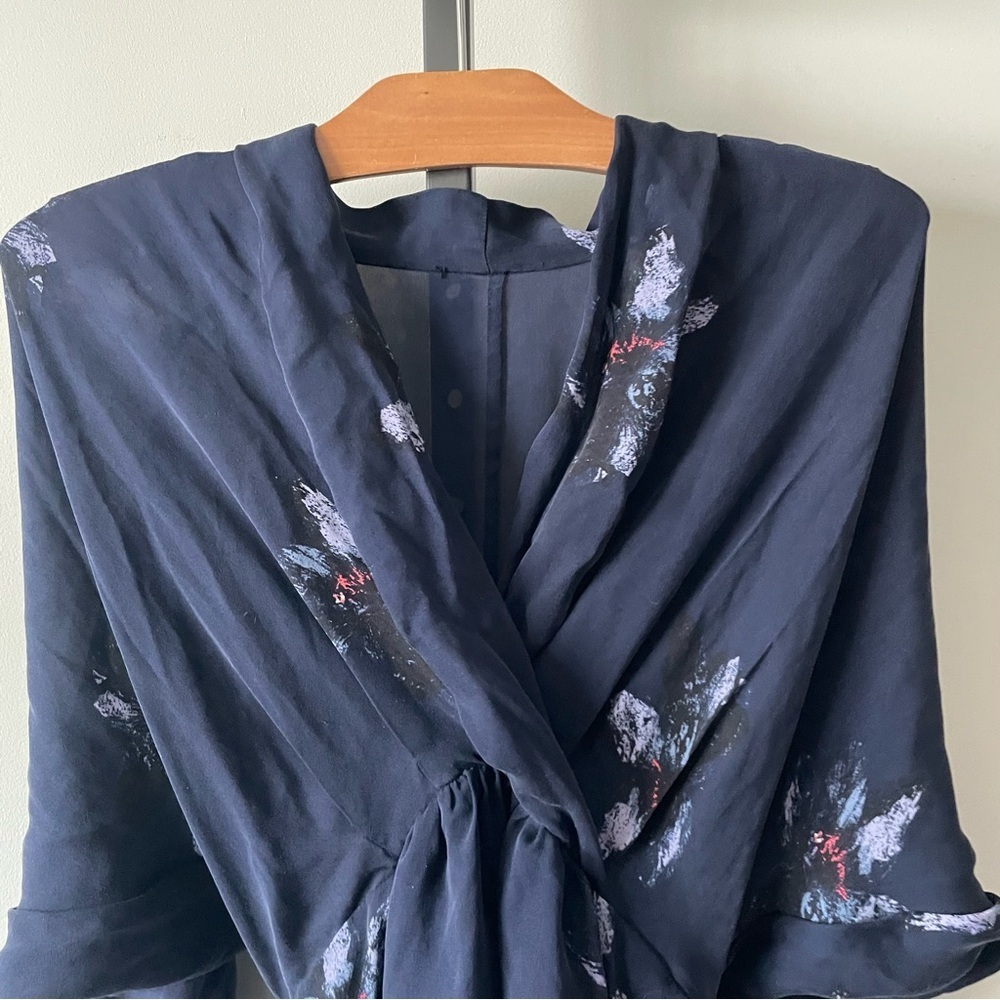 Babaton Cuthbert 100% Silk Dress Blue Floral Size XS - Picture 5 of 9